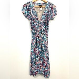 Just Cavalli Psychedelic Circle Print Jersey Deep V Neck Dress M